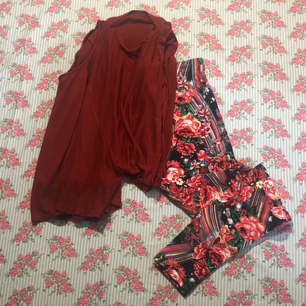 Forever 21 Flowy Crop Top and No Boundries Legging